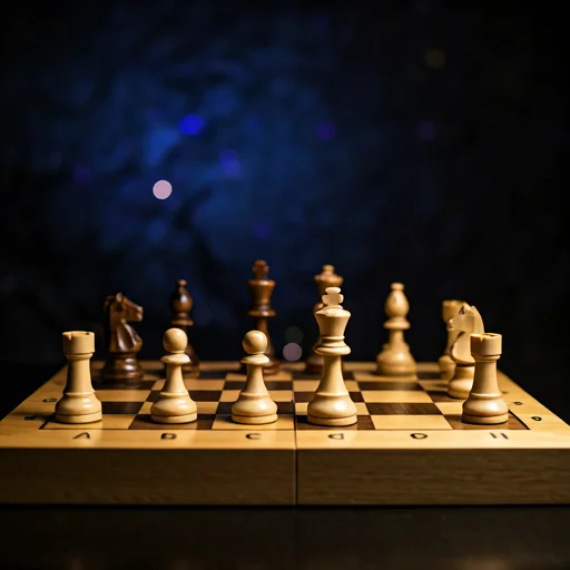 Atmospheric chess board illuminated during a club night.