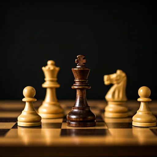 Artistic monochrome portrait of chess pieces.